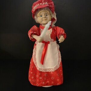 Vintage Animated Mrs. Claus Plays Jingle Bells Candle Lights Up Head Moves